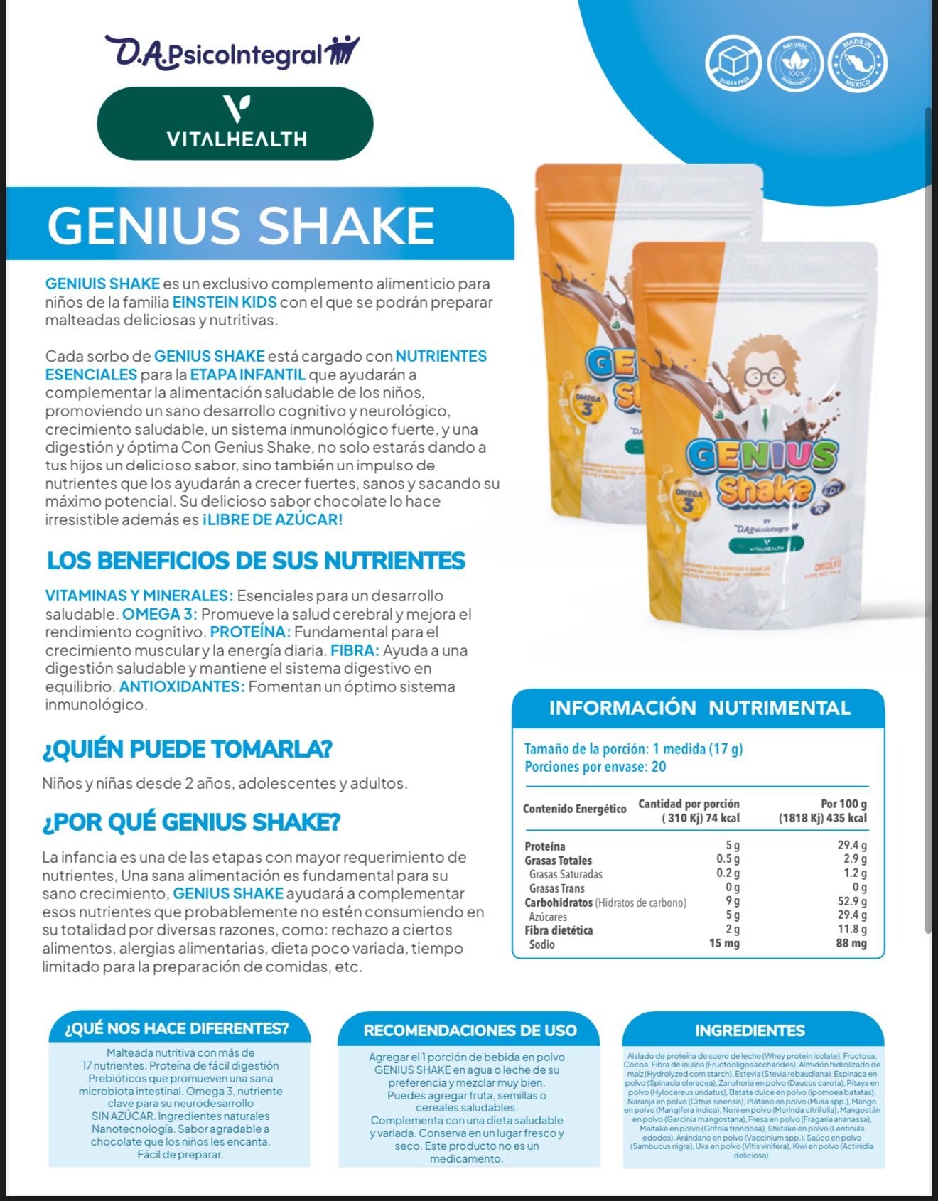 Genius Shake – Nutrición Completa para Niños en Crecimiento 🧠🥤