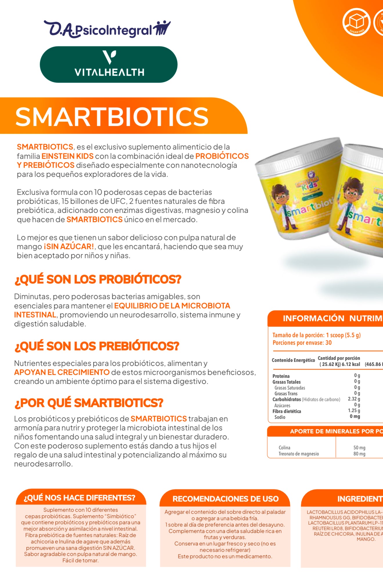 SMARTBIOTICS – Probióticos y Prebióticos para Niños 🦠🥭