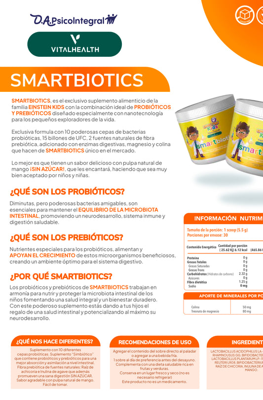 SMARTBIOTICS – Probióticos y Prebióticos para Niños 🦠🥭